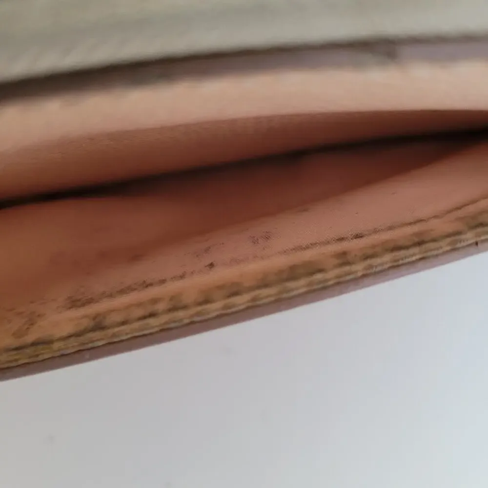 Coach Long Stripe Accordion Zip Around Light‎ Pink White Crossgrain Leather Fair